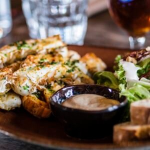 Fermented hot sauce tasting flight at Solara Kitchen